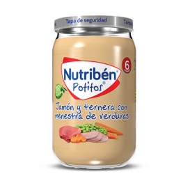 Nutribén Potitos Jamón y Ternera con Menestra de Verduras 235 g