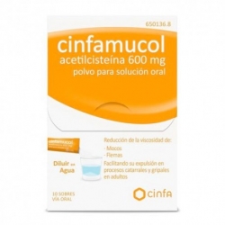 Cinfamucol Acetilcisteina 600mg 10 Sobres Polvo Solución Oral